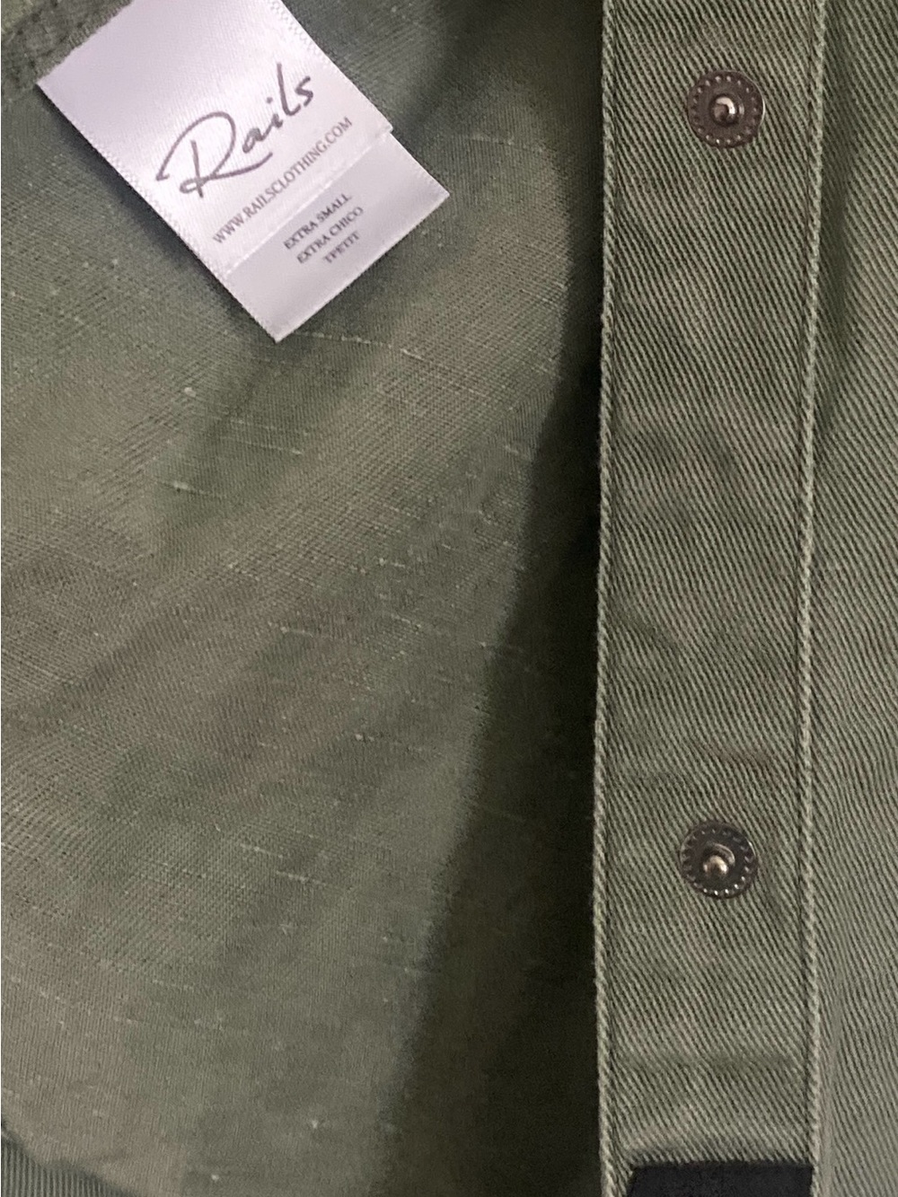 Rails Marcel Utility Shirt Jacket Sage Green Embroidered Stars Snap Front XS - Picture 4 of 5
